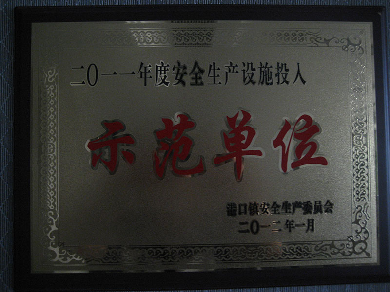 2011年度安全生產(chǎn)設(shè)施投入示范單位